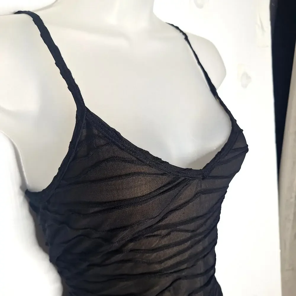 VTG 90s Y2K Bebe Moda Tank Slip Dress Maxi Sheer Overlay S Prom Bombshell HOCO